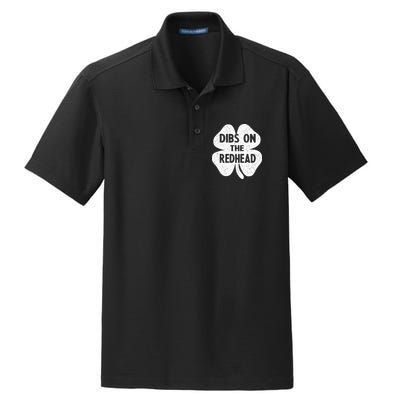 Irish St Patricks Day Shamrock Dibs On The Redhead Dry Zone Grid Polo