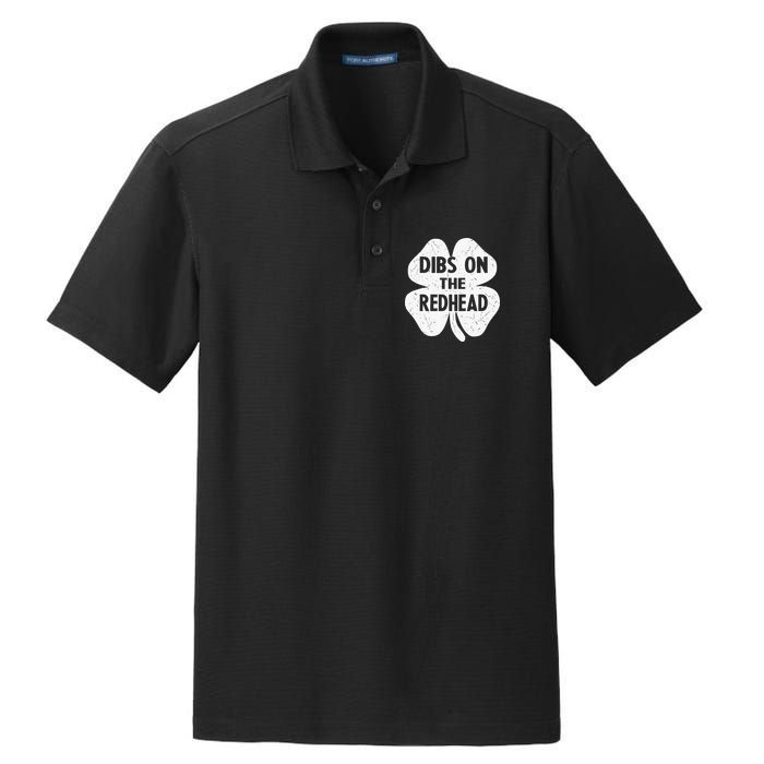 Irish St Patricks Day Shamrock Dibs On The Redhead Dry Zone Grid Polo