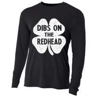 Irish St Patricks Day Shamrock Dibs On The Redhead Cooling Performance Long Sleeve Crew