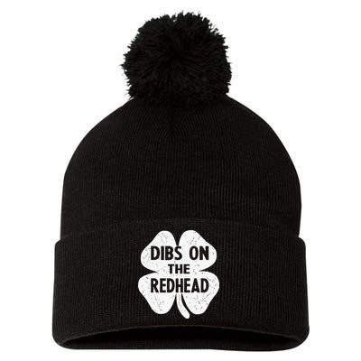 Irish St Patricks Day Shamrock Dibs On The Redhead Pom Pom 12in Knit Beanie