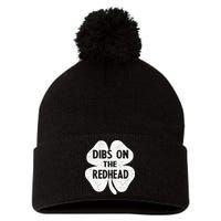 Irish St Patricks Day Shamrock Dibs On The Redhead Pom Pom 12in Knit Beanie