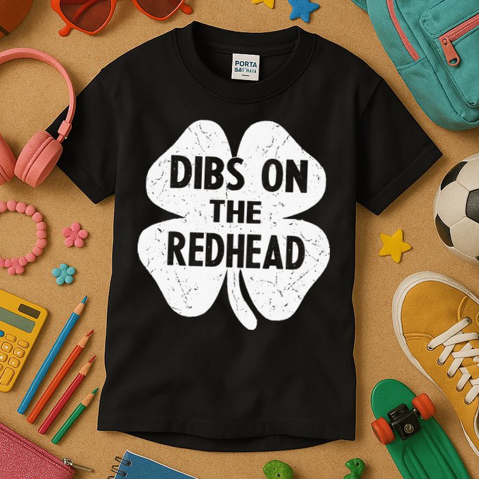 Irish St Patricks Day Shamrock Dibs On The Redhead Kids T-Shirt