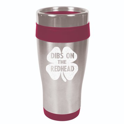 Irish St Patricks Day Shamrock Dibs On The Redhead 16oz Travel Tumbler