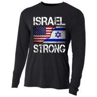 Israel Strong Pray For Israel Us Israel Flag Cooling Performance Long Sleeve Crew