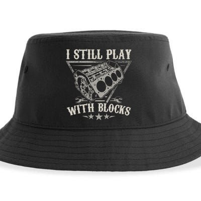 I Still Play With Blocks Car Mechanic Motor Engine Sustainable Bucket Hat