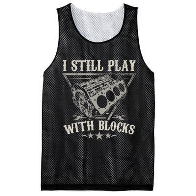 I Still Play With Blocks Car Mechanic Motor Engine Mesh Reversible Basketball Jersey Tank