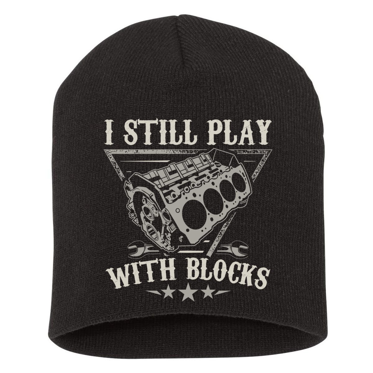 I Still Play With Blocks Car Mechanic Motor Engine Short Acrylic Beanie