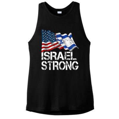 Israel Strong Pray For Israel Us Israel Flag Ladies PosiCharge Tri-Blend Wicking Tank