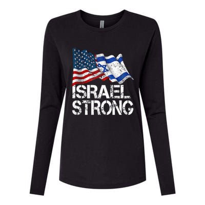 Israel Strong Pray For Israel Us Israel Flag Womens Cotton Relaxed Long Sleeve T-Shirt