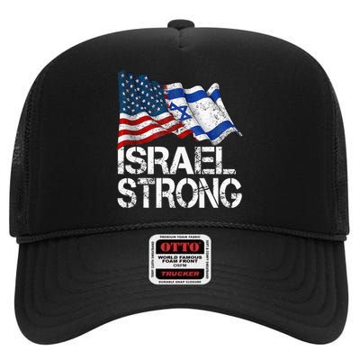 Israel Strong Pray For Israel Us Israel Flag High Crown Mesh Back Trucker Hat