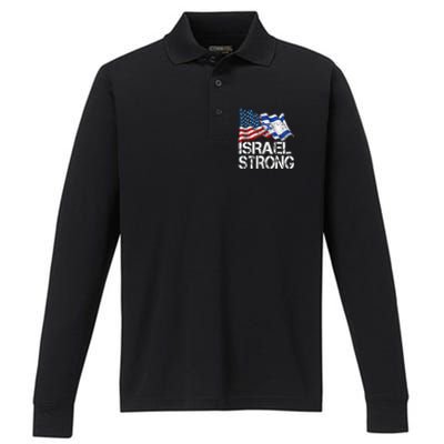 Israel Strong Pray For Israel Us Israel Flag Performance Long Sleeve Polo