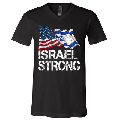 Israel Strong Pray For Israel Us Israel Flag V-Neck T-Shirt