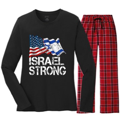 Israel Strong Pray For Israel Us Israel Flag Women's Long Sleeve Flannel Pajama Set 