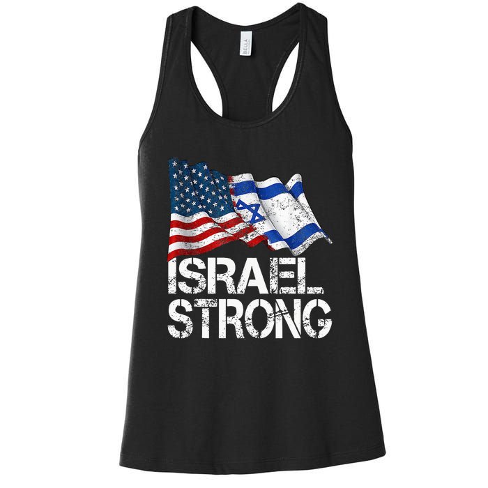 Israel Strong Pray For Israel Us Israel Flag Women's Racerback Tank