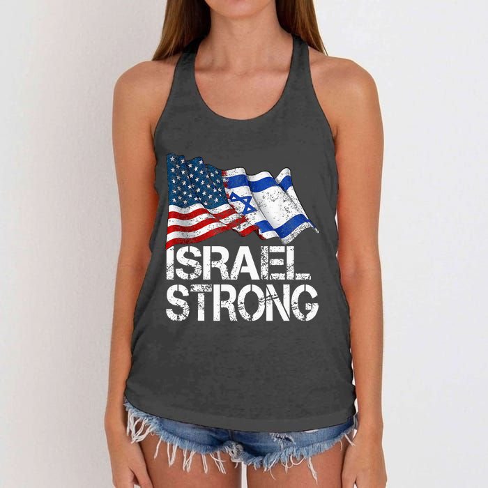 Israel Strong Pray For Israel Us Israel Flag Women's Knotted Racerback Tank