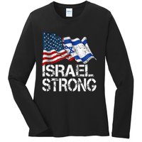 Israel Strong Pray For Israel Us Israel Flag Ladies Long Sleeve Shirt