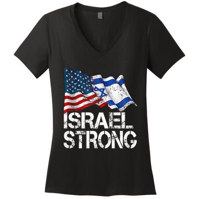 Israel Strong Pray For Israel Us Israel Flag Women's V-Neck T-Shirt