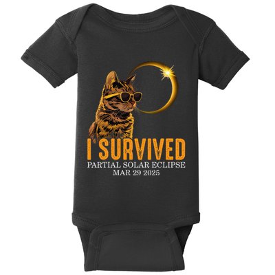 I Survived Partial Solar Of Eclipse March 29 2025 Funny Cat Baby Bodysuit