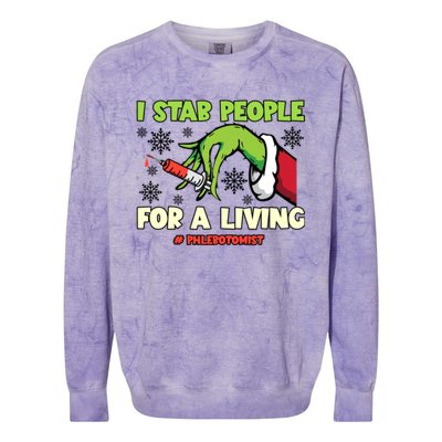 I Stab People For A Living Phlebotomist Christmas Xmas Colorblast Crewneck Sweatshirt