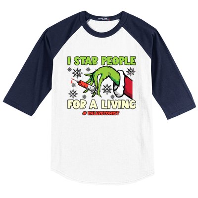 I Stab People For A Living Phlebotomist Christmas Xmas Baseball Sleeve Shirt