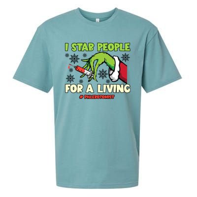 I Stab People For A Living Phlebotomist Christmas Xmas Sueded Cloud Jersey T-Shirt