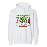 I Stab People For A Living Phlebotomist Christmas Xmas Garment-Dyed Fleece Hoodie