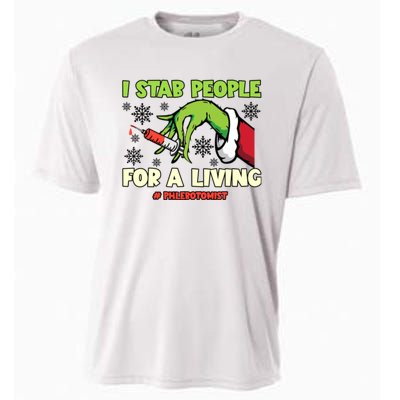 I Stab People For A Living Phlebotomist Christmas Xmas Cooling Performance Crew T-Shirt