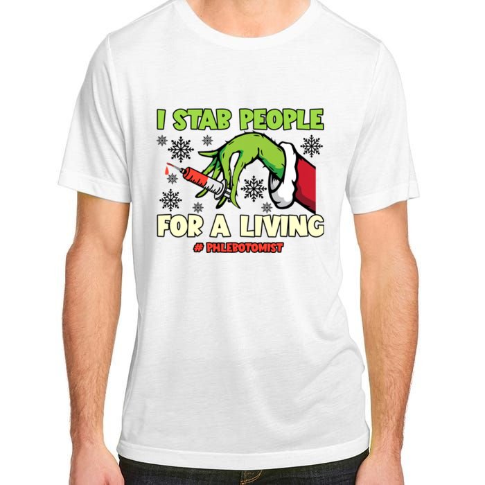 I Stab People For A Living Phlebotomist Christmas Xmas Adult ChromaSoft Performance T-Shirt