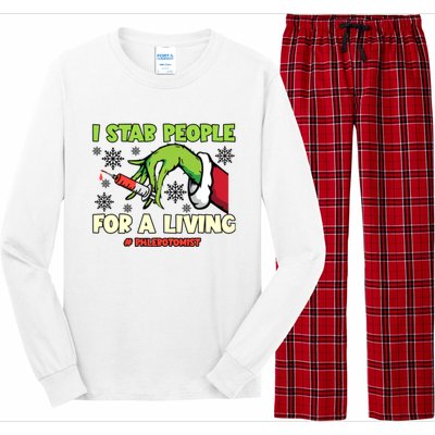 I Stab People For A Living Phlebotomist Christmas Xmas Long Sleeve Pajama Set