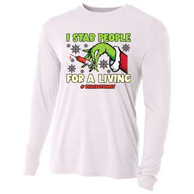 I Stab People For A Living Phlebotomist Christmas Xmas Cooling Performance Long Sleeve Crew