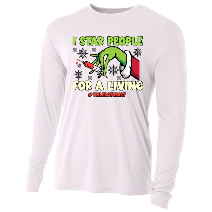 I Stab People For A Living Phlebotomist Christmas Xmas Cooling Performance Long Sleeve Crew