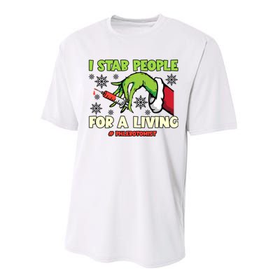 I Stab People For A Living Phlebotomist Christmas Xmas Performance Sprint T-Shirt