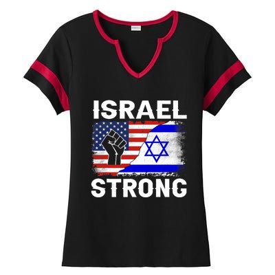 Israel Strong Pray For Israel Us Israel Flag Ladies Halftime Notch Neck Tee