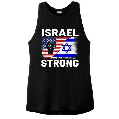 Israel Strong Pray For Israel Us Israel Flag Ladies PosiCharge Tri-Blend Wicking Tank