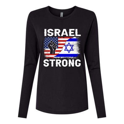 Israel Strong Pray For Israel Us Israel Flag Womens Cotton Relaxed Long Sleeve T-Shirt