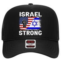 Israel Strong Pray For Israel Us Israel Flag High Crown Mesh Back Trucker Hat