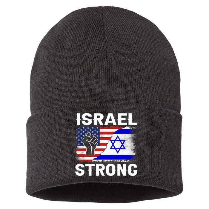 Israel Strong Pray For Israel Us Israel Flag Sustainable Knit Beanie