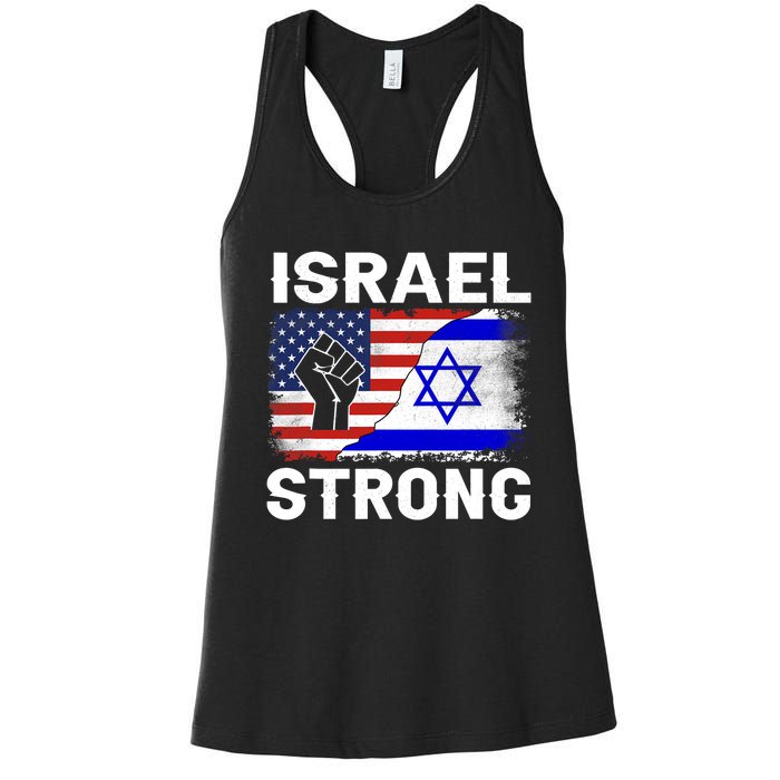 Israel Strong Pray For Israel Us Israel Flag Women's Racerback Tank