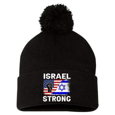 Israel Strong Pray For Israel Us Israel Flag Pom Pom 12in Knit Beanie