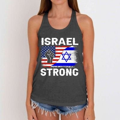 Israel Strong Pray For Israel Us Israel Flag Women's Knotted Racerback Tank