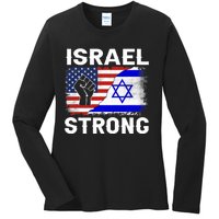 Israel Strong Pray For Israel Us Israel Flag Ladies Long Sleeve Shirt