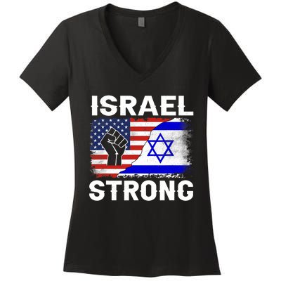 Israel Strong Pray For Israel Us Israel Flag Women's V-Neck T-Shirt