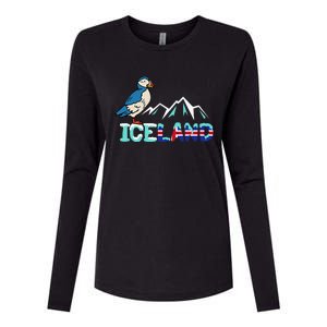 Iceland Stud Puffin Icelandic Bird Nordic Womens Cotton Relaxed Long Sleeve T-Shirt