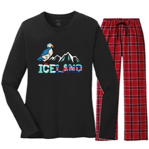 Iceland Stud Puffin Icelandic Bird Nordic Women's Long Sleeve Flannel Pajama Set 