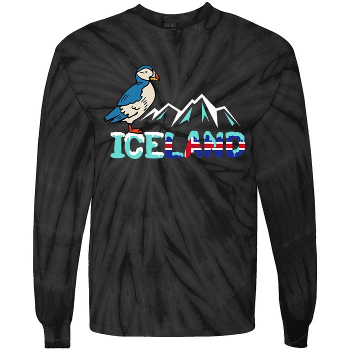 Iceland Stud Puffin Icelandic Bird Nordic Tie-Dye Long Sleeve Shirt