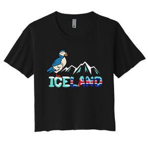 Iceland Stud Puffin Icelandic Bird Nordic Women's Crop Top Tee