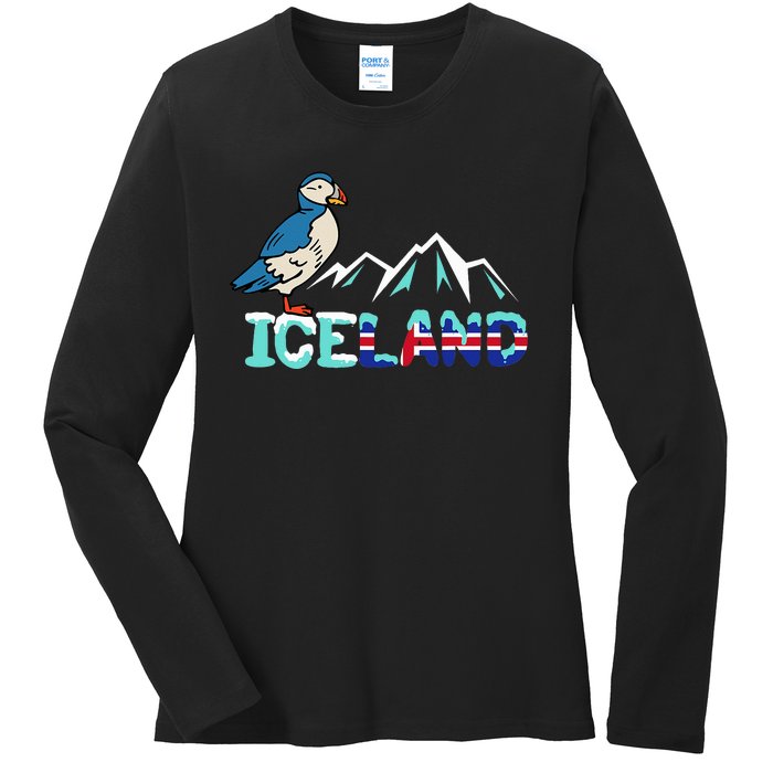 Iceland Stud Puffin Icelandic Bird Nordic Ladies Long Sleeve Shirt