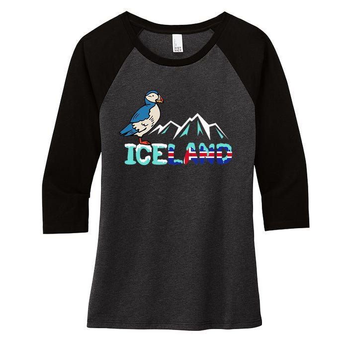 Iceland Stud Puffin Icelandic Bird Nordic Women's Tri-Blend 3/4-Sleeve Raglan Shirt