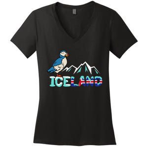 Iceland Stud Puffin Icelandic Bird Nordic Women's V-Neck T-Shirt