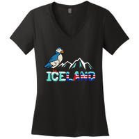 Iceland Stud Puffin Icelandic Bird Nordic Women's V-Neck T-Shirt